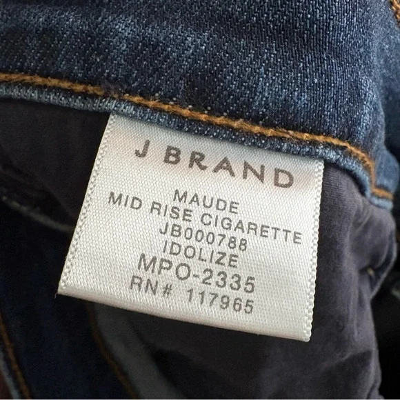 J Brand Maude Mid Rise Cigarette Jeans Idolize Dark Blue Wash 31 Denim Sleek Y2K - Picture 16 of 16